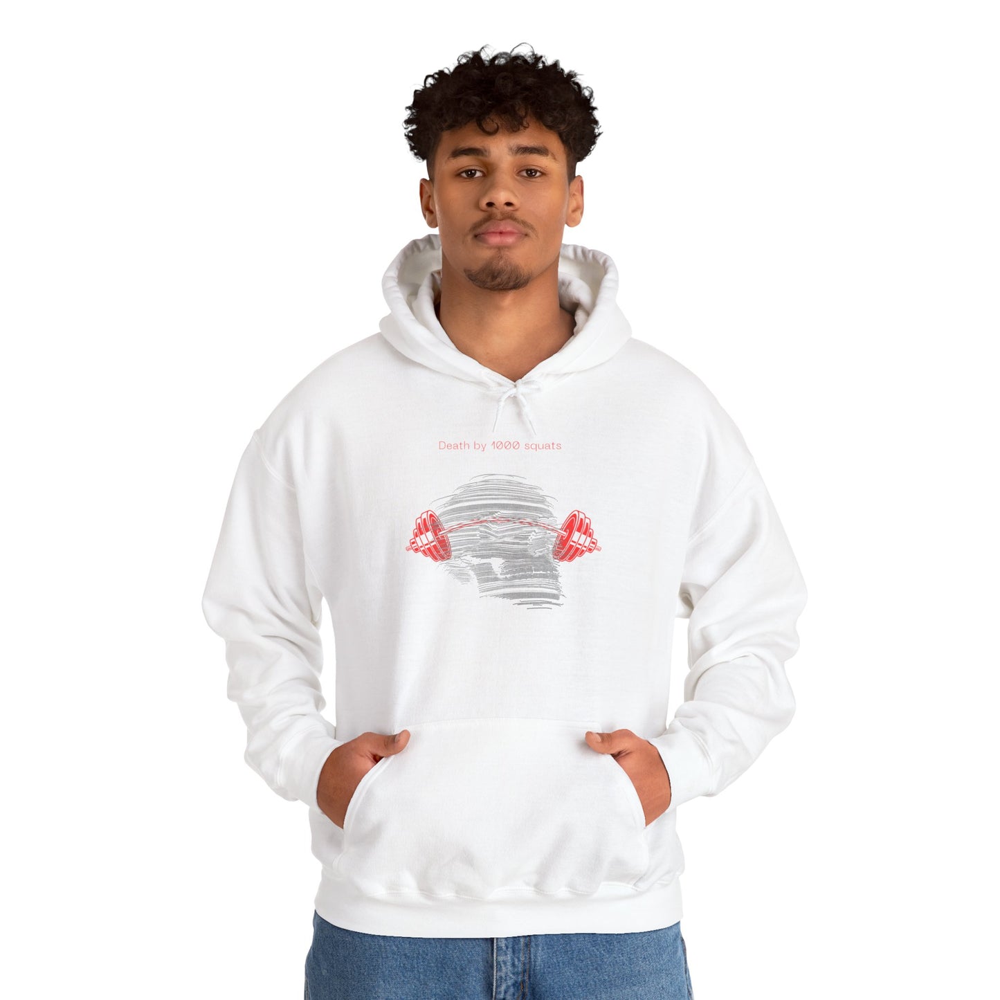Death By 1000 Squats™ Hooded Sweatshirt - White/Red